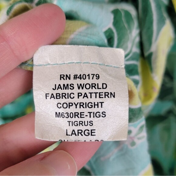 Jams World tigrus Hawaiian floral print button front short sleeve shirt top - Picture 6 of 7